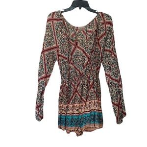 Wonderly- Women’s Large- Pink, Aqua, green/ rose short romper